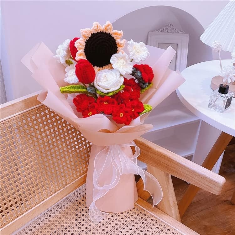 פרחים מלאכותיים פרחים בעבודת יד פרח סרוג בעבודת יד פרח בעבודת יד בעבודת יד שולחן בית תפאורה חתונה
